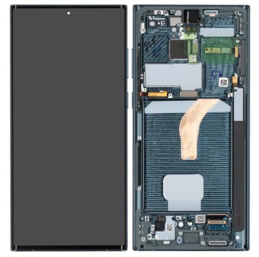 Galaxy S22 Ultra S908 LCD Assembly with Frame in Green(ServicePack)