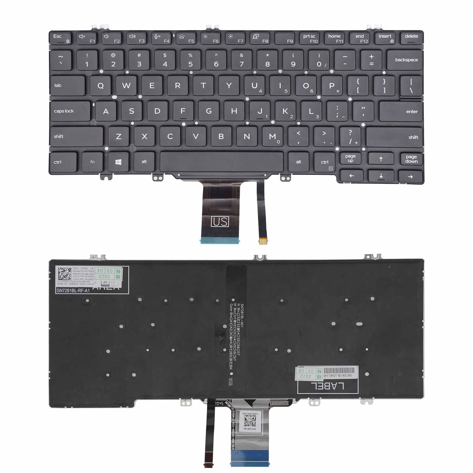 Dell Latitude E5280 5288 5289 7280 7380 7220 7290 US Keyboard