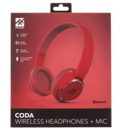 IFROGZ Coda Wireless Headphone w/Mic Red