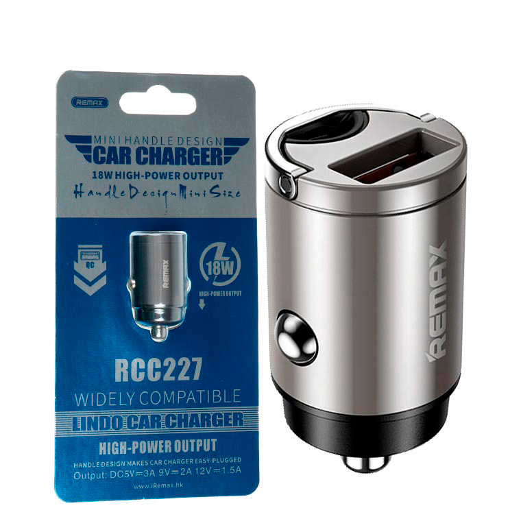 Remax RCC227 Lindo Series QC 18W Single USB Fast Charge Car Charger