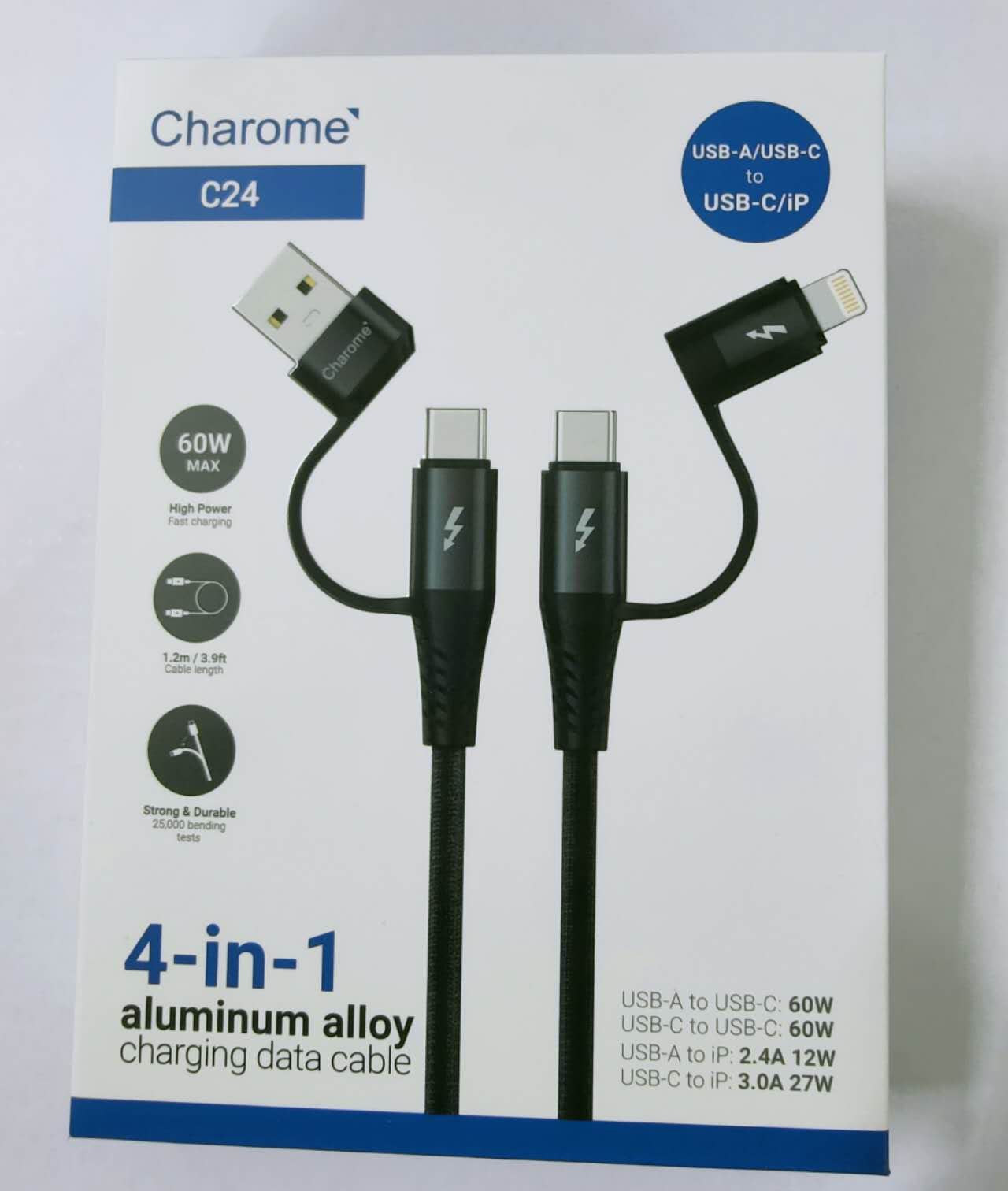 Charome C24 USB-A/USB-C to USB-C/Lighting Cable