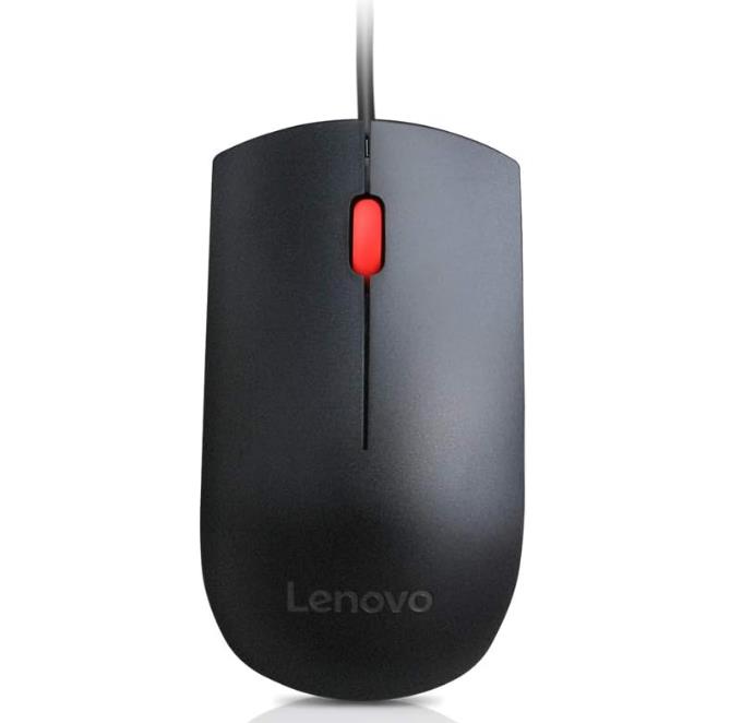 Lenovo Genuine USB 2-Button Black Red Scroll Wheel Mouse