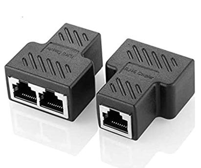 Cat6 RJ45 8P8C Plug to Dual RJ45 Ethernet Switch Adapter Black